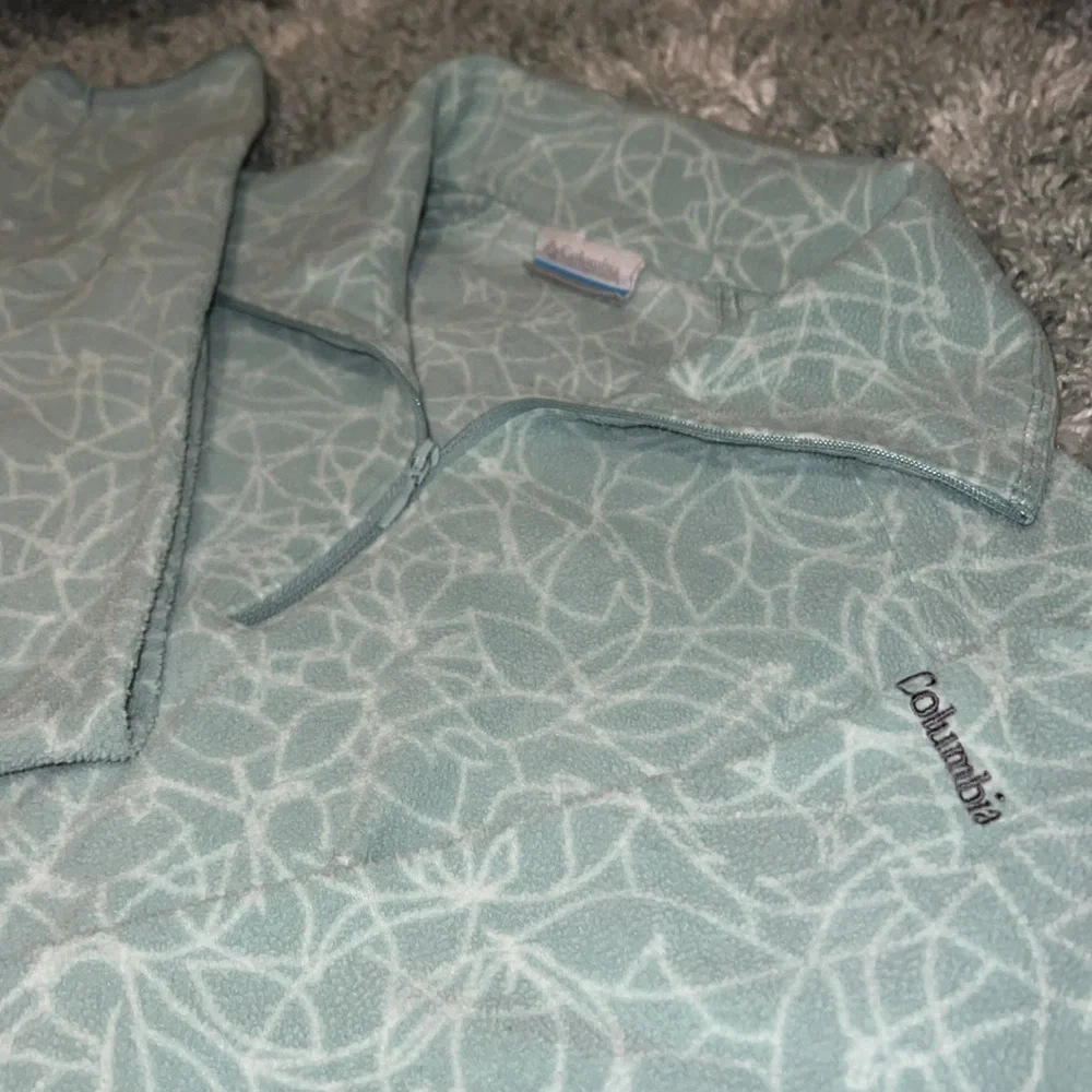 COLUMBIA pullover half zip fleece sweater women’s sz Small light teal 💚💙 EUC - Picture 3 of 11
